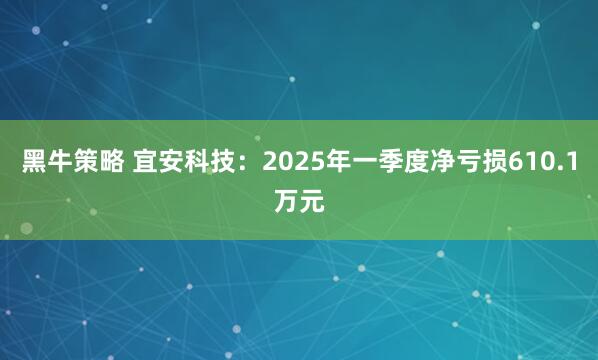 黑牛策略 宜安科技：2025年一季度净亏损610.1万元